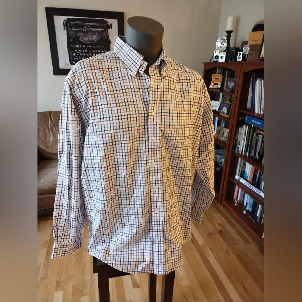 Brooks Brothers Checked Long Sleeve Non-iron Oxford Shirt Size XL